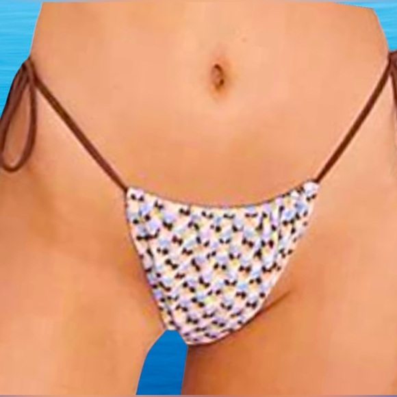 Bec + Bridge x Free People Kaleidoscope Tie-Sides 6/Sm Blue Brown Terry Low Rise - Picture 9 of 10